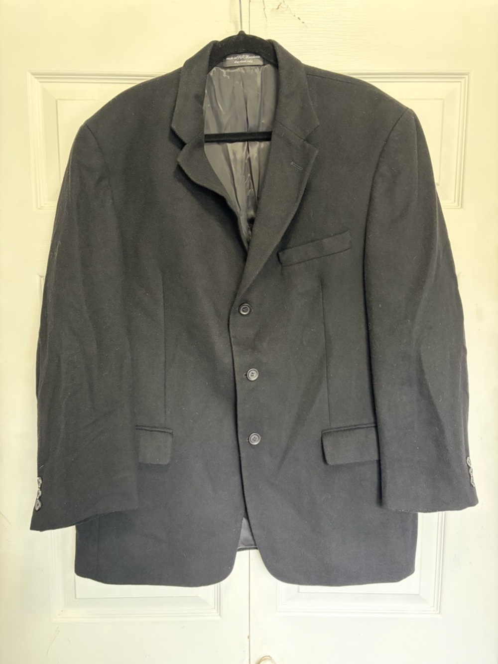 CEZANI Men's Black Three-Button Sport Coat Blazer WOOL CASHMERE SILK BLEND 44R